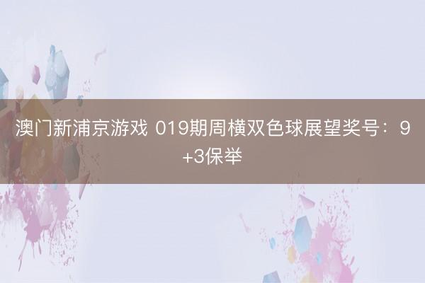 澳门新浦京游戏 019期周横双色球展望奖号：9+3保举