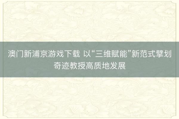 澳门新浦京游戏下载 以“三维赋能”新范式擘划奇迹教授高质地发展
