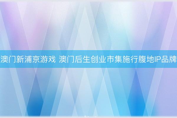 澳门新浦京游戏 澳门后生创业市集施行腹地IP品牌