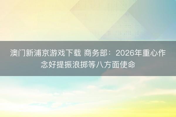 澳门新浦京游戏下载 商务部:2026年重心作念好提振浪掷等八方面使命
